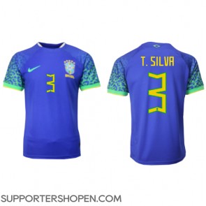 Brasilien Thiago Silva #3 Borta Matchtröja VM 2022 Kortärmad
